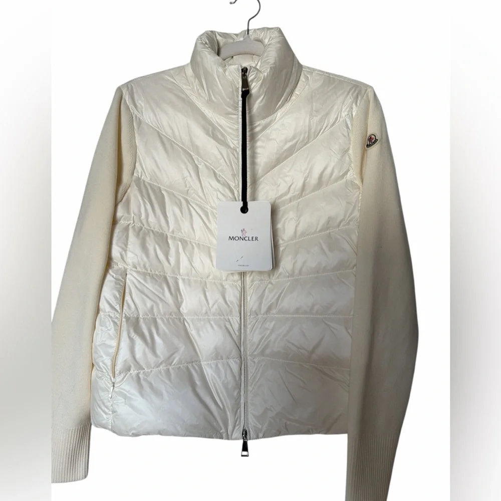 Moncler Women's Ivory Puffer Cardigan / Jacket - Picture 3 of 12